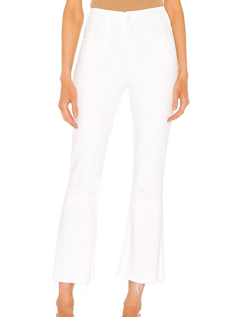 MOTHER Hustler Ankle Fray White Jeans